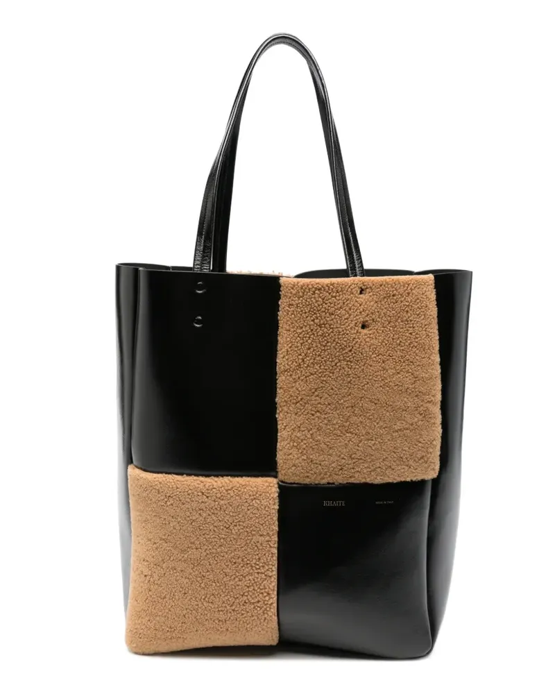 KHAITE Patchwork-Tote Bag mit Shearling-Einsatz - Schwarz Schwarz