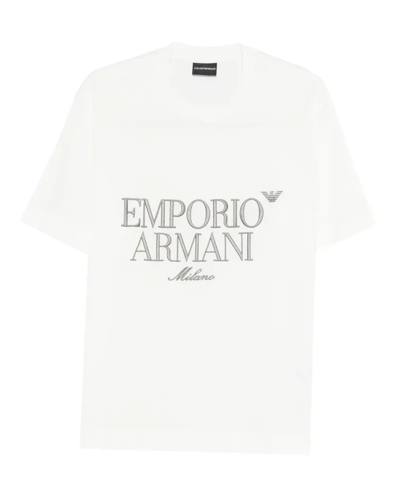 Emporio Armani logo-embroidered T-shirt - Weiß Weiß