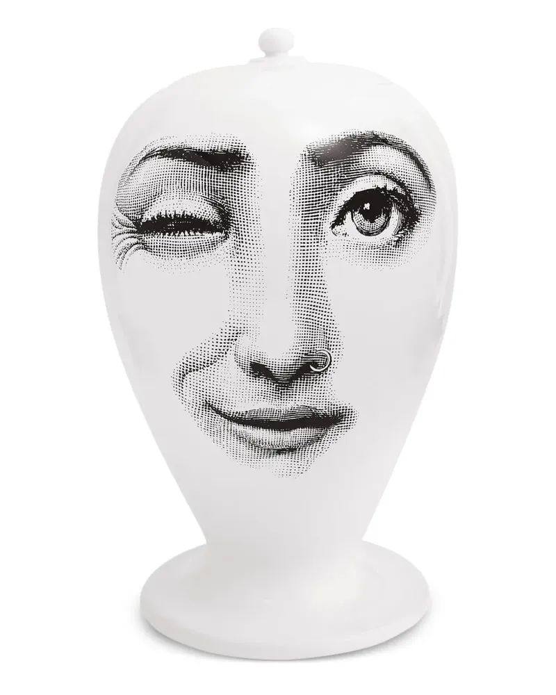 Fornasetti Vase mit Gesichts-Print - Weiß Weiß