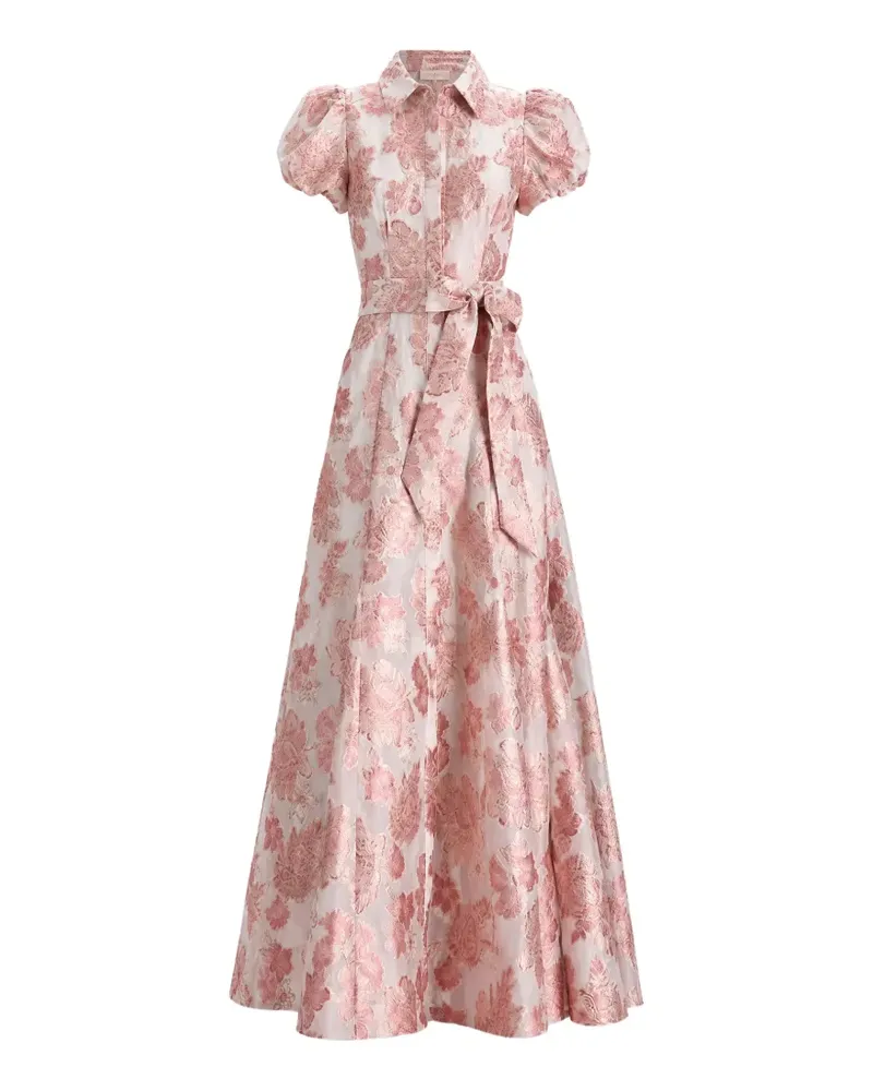 Alice + Olivia Henrietta floral-jacquard puff-sleeve maxi dress - Rosa Rosa