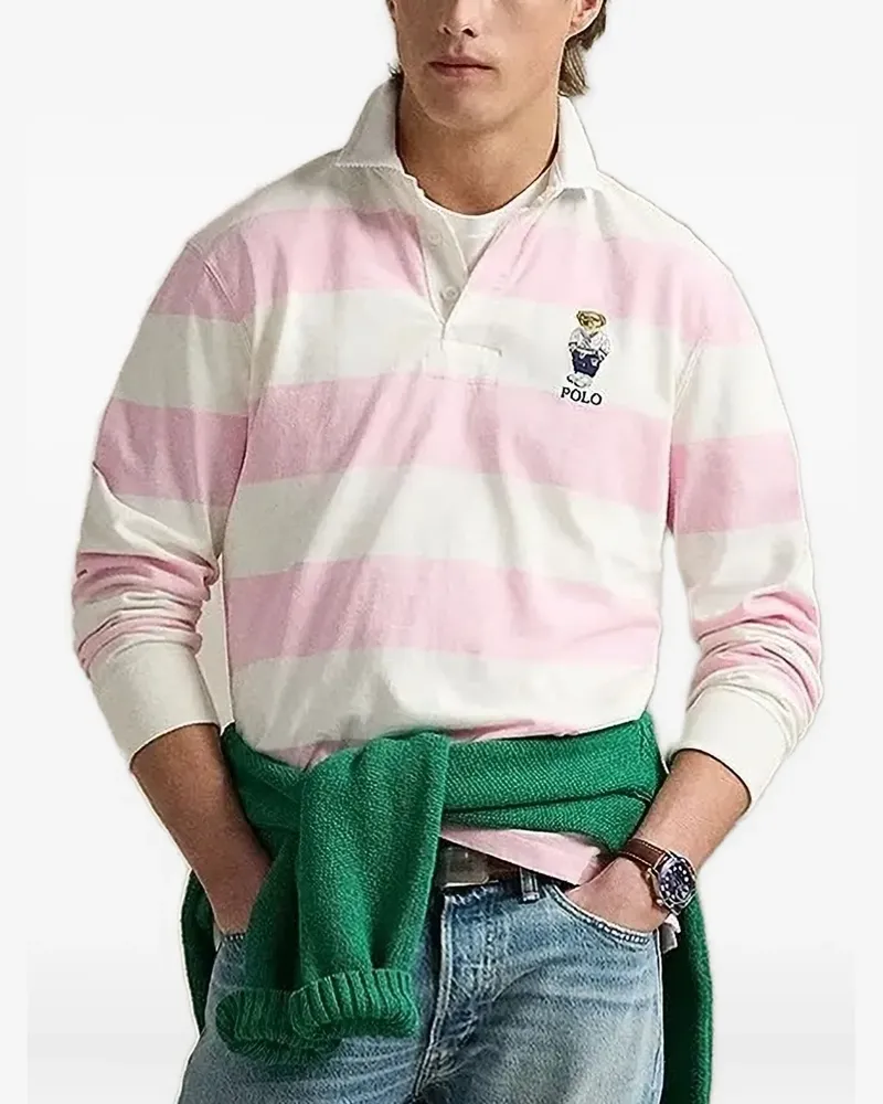 Ralph Lauren Gestreiftes Poloshirt mit Logo-Stickerei - Weiß Weiß