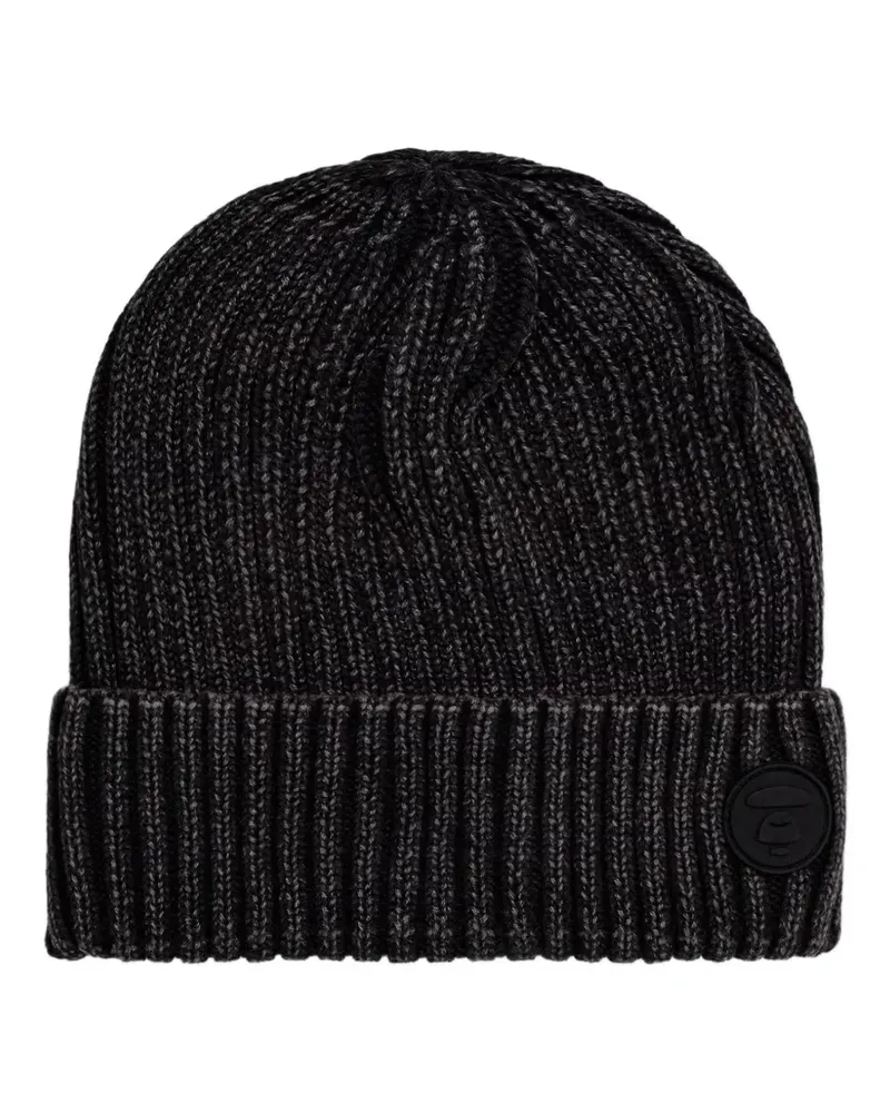 BAPE Gerippte Beanie mit Logo-Patch - Schwarz Schwarz