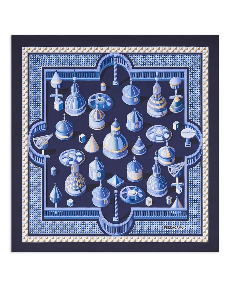 Ferragamo Schal mit Kuppel-Print - Blau Blau