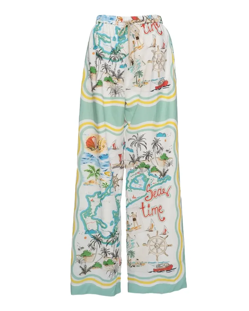 Muller of Yoshiokubo Palma graphic-print palazzo pants - Blau Blau