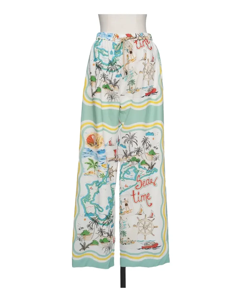 Muller of Yoshiokubo Palma graphic-print palazzo pants - Blau Blau