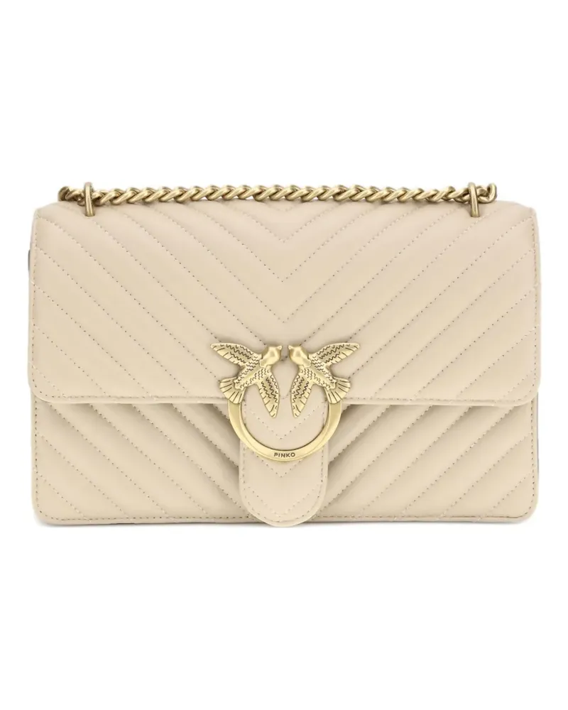 Pinko medium Love One chevron-quilted shoulder bag - Nude Nude