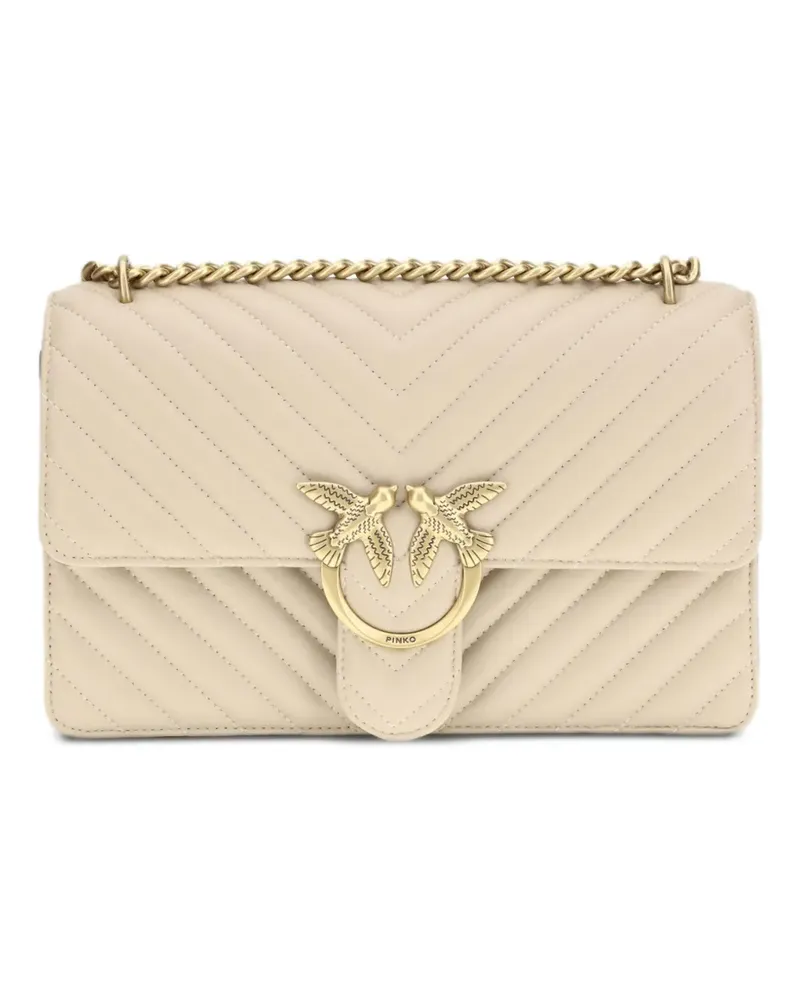 Pinko medium Love One chevron-quilted shoulder bag - Nude Nude