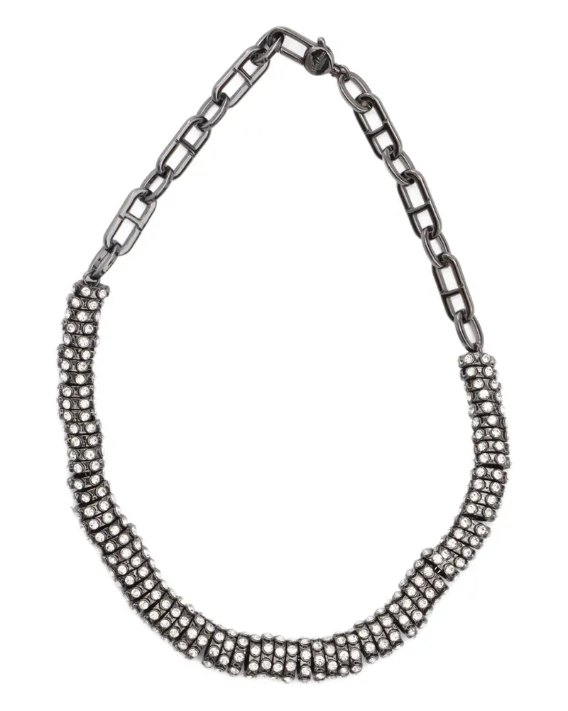 Max Mara Halskette mit Kristallen - Grau Grau