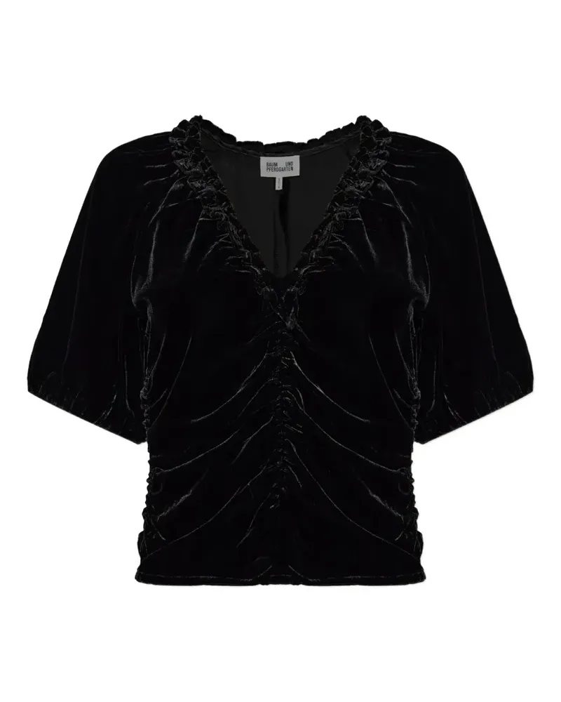 Baum und Pferdgarten Gerafftes Melline Oberteil aus Samt - Schwarz Schwarz