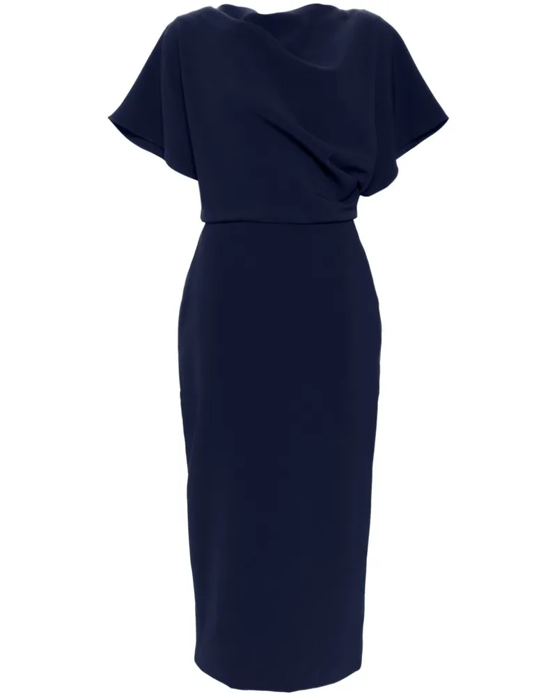 Amsale Midikleid mit drapierten Akzenten - Blau Blau