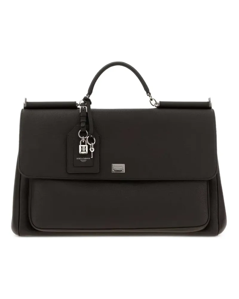 Dolce & Gabbana Mini Sicily Tote Bag aus gekörntem Leder - Braun Braun