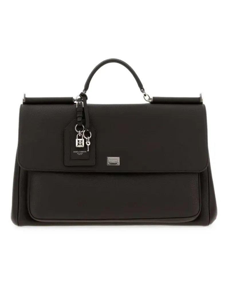 Dolce & Gabbana Mini Sicily Tote Bag aus gekörntem Leder - Braun Braun