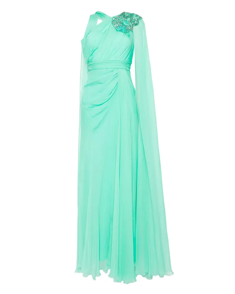 Zuhair Murad Chiffon-Abendkleid mit Perlenverzierung - Grün Grün