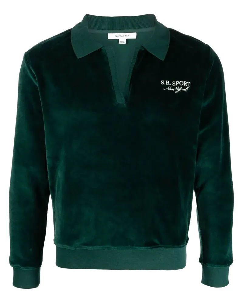 SPORTY & RICH Poloshirt mit Logo-Stickerei - Grün Grün