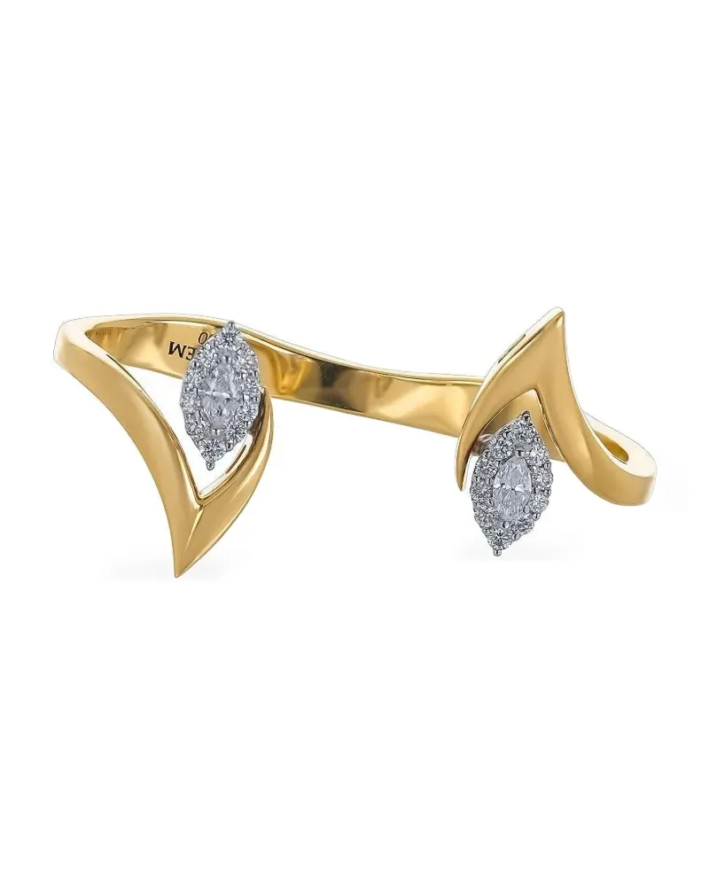 YEPREM 18kt Double Finger Gelb- und Weißgoldring mit Diamant Gold