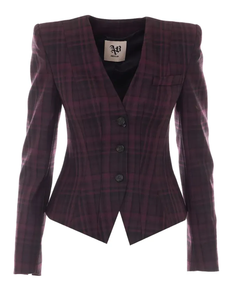 Aniye By check-print padded-shoulder blazer - Violett Violett