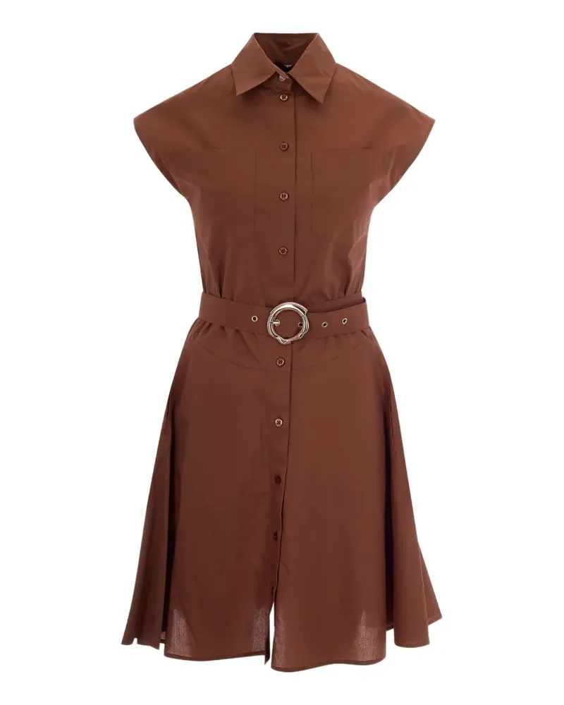 Liu Jo belted button-down cotton mini shirt dress - Braun Braun