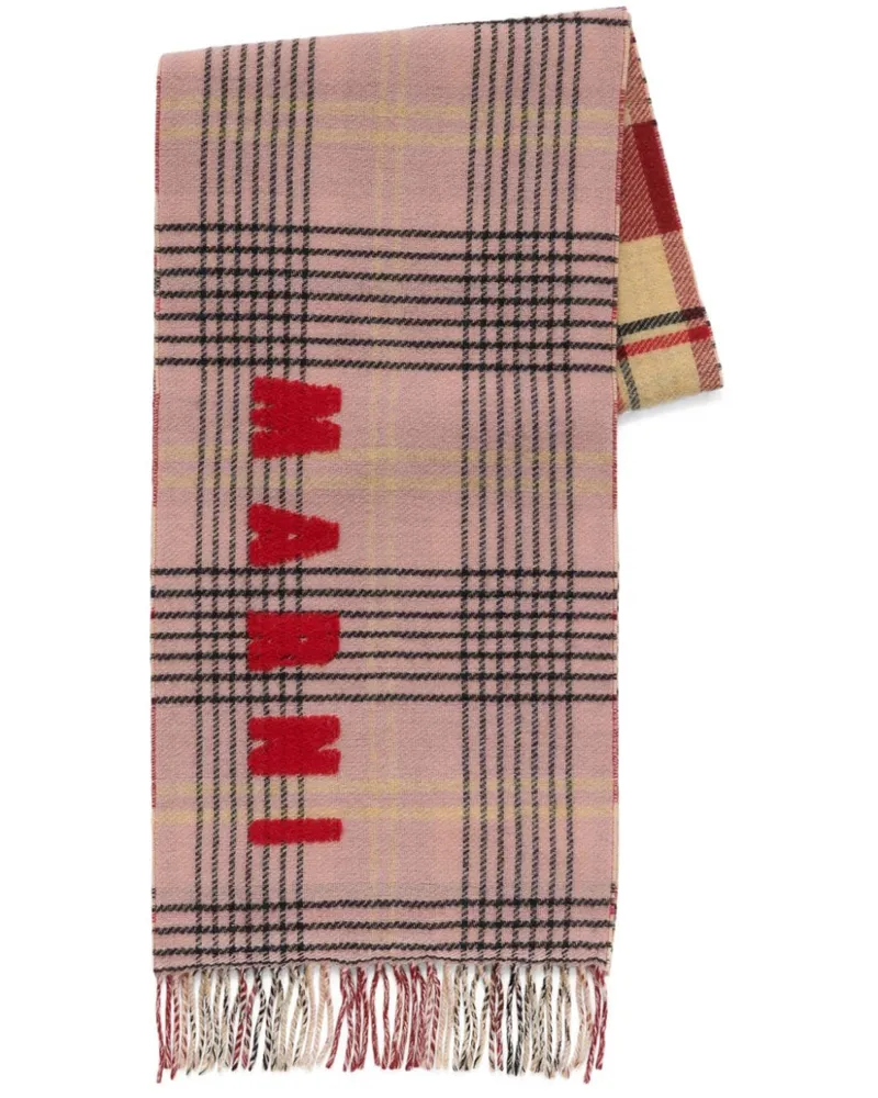 Marni Intarsien-Schal mit Logo - Rosa Rosa
