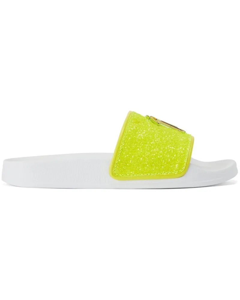 Giuseppe Zanotti Brett Pantoletten mit Glitter - Gelb Gelb