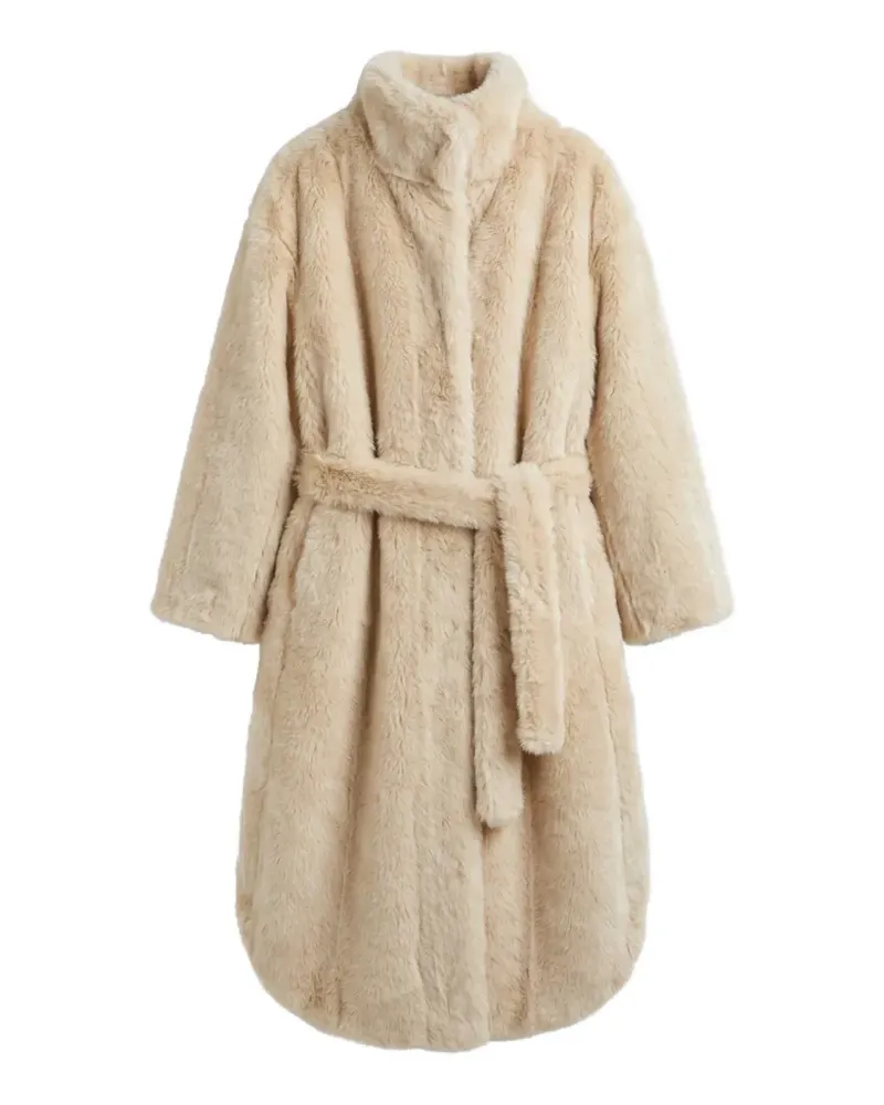 FRANKIE Shop Ravello Mantel aus Faux Fur - Nude Nude