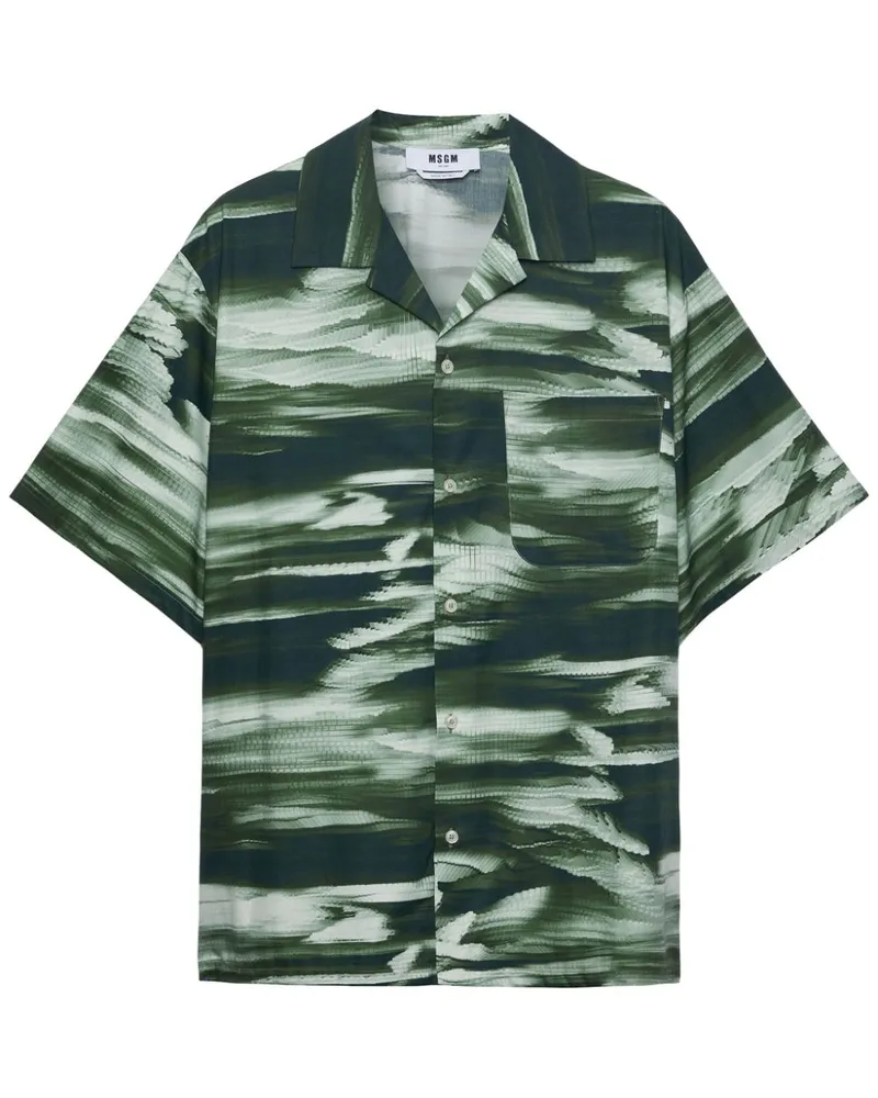 MSGM Hemd mit abstraktem Muster - Grün Grün
