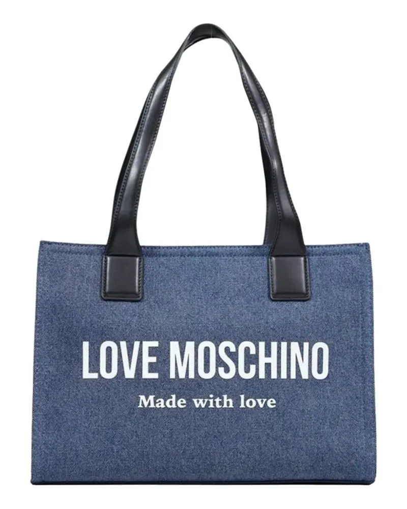 Moschino logo-print denim tote bag - Blau Blau