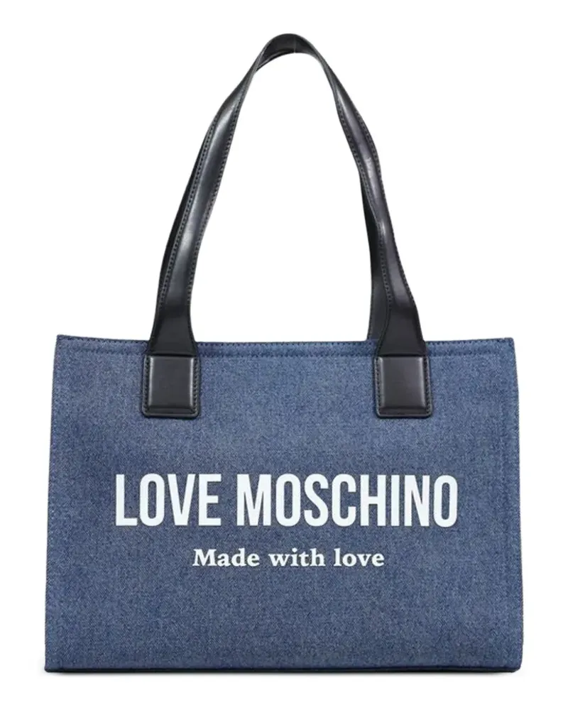Moschino logo-print denim tote bag - Blau Blau