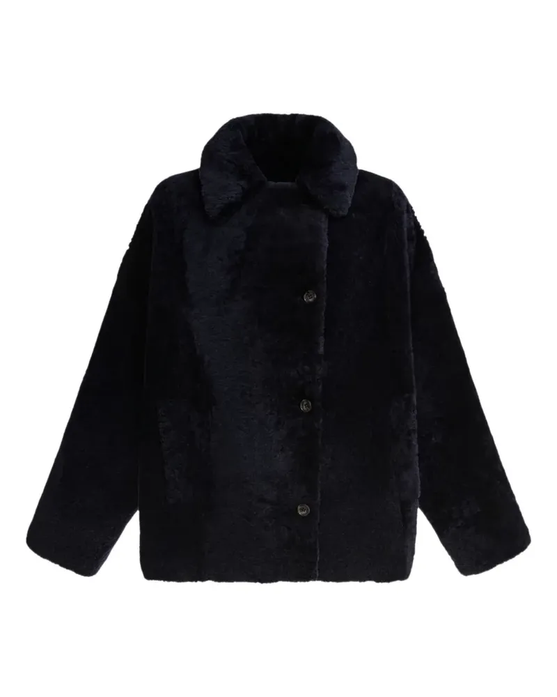 B&W Shearling-Mantel - Blau Blau