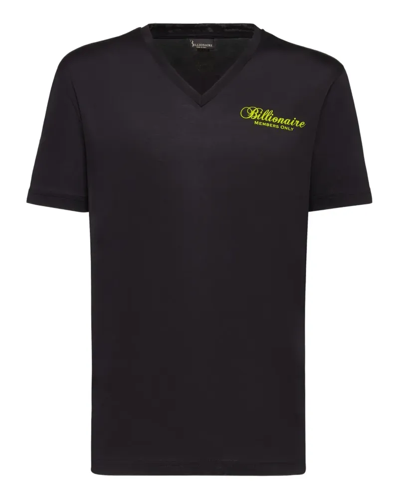Billionaire logo-embroidered V-neck T-shirt - Schwarz Schwarz