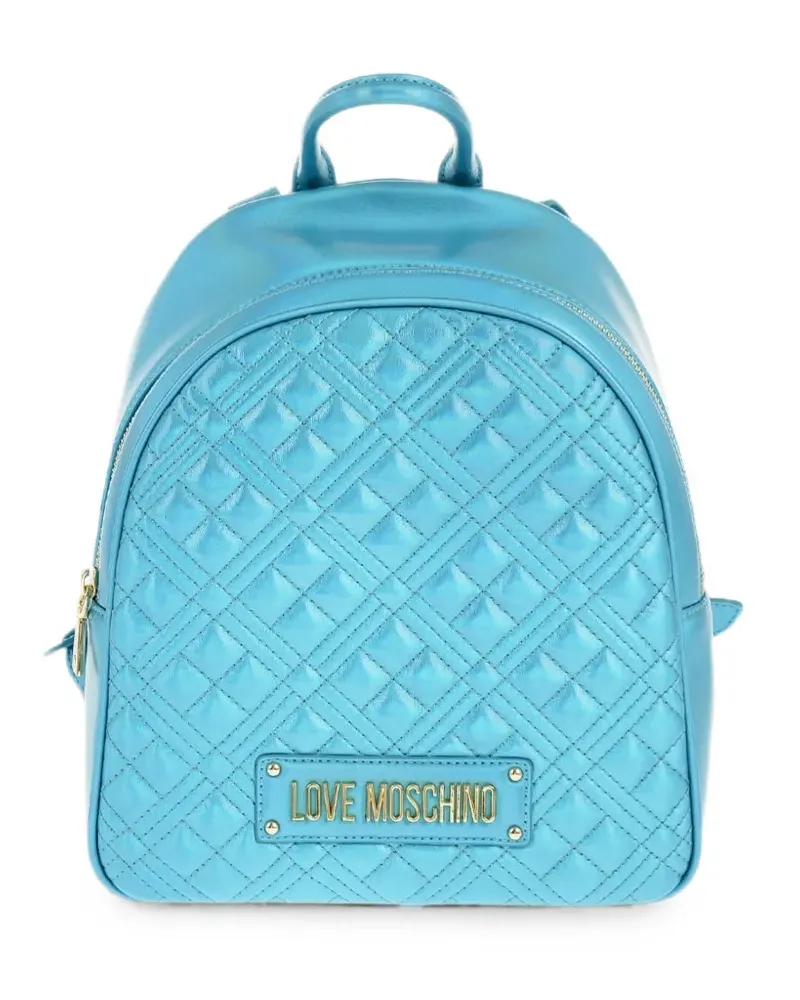 Moschino quilted laminated backpack - Blau Blau
