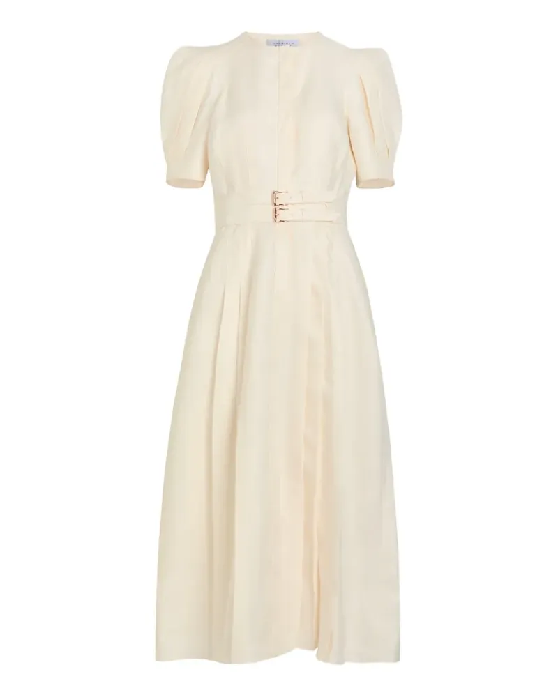 Gabriela Hearst belted puff-sleeve midi dress - Nude Nude