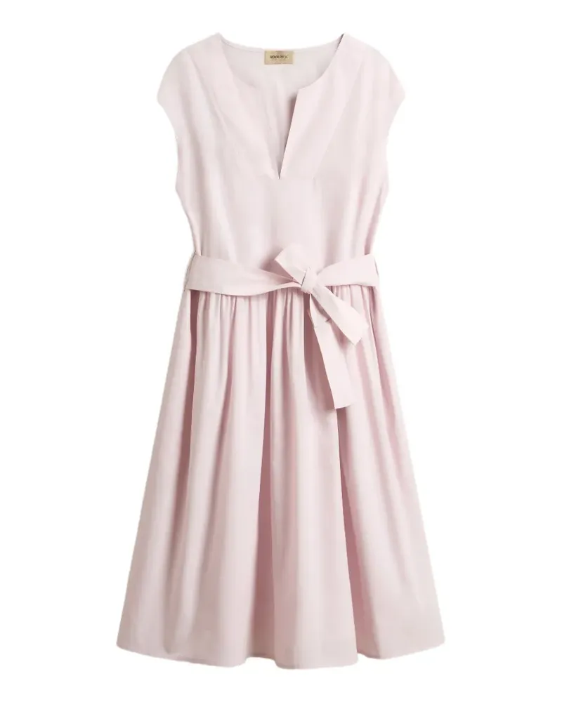Woolrich belted cotton-poplin midi dress - Rosa Rosa
