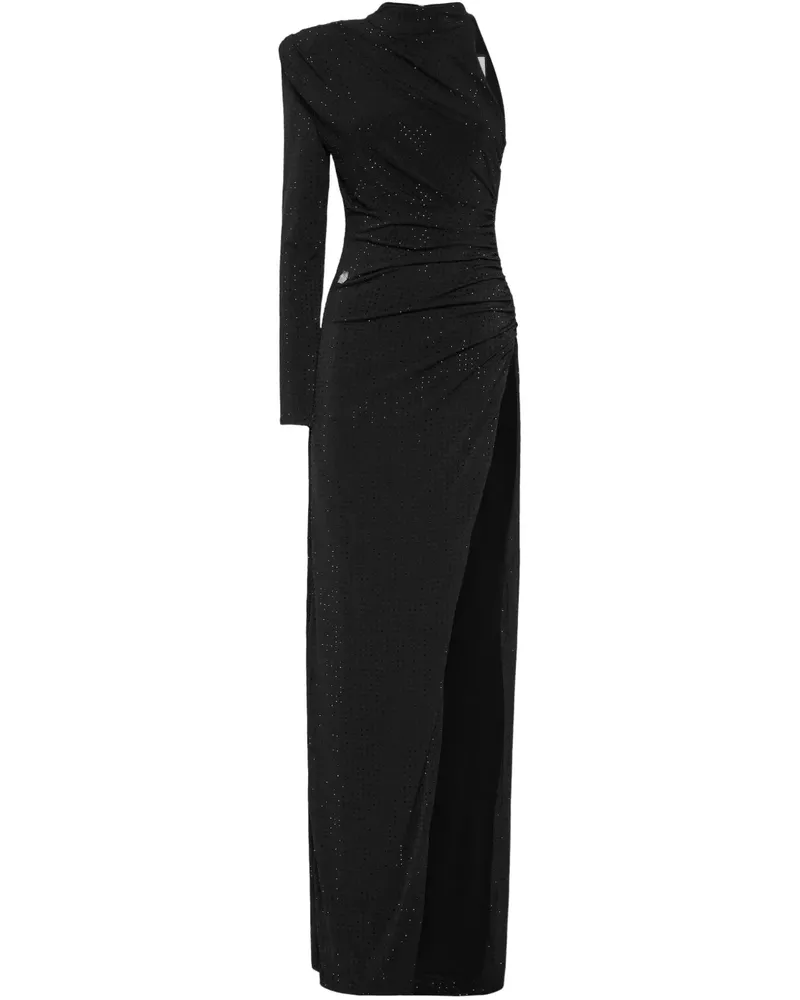 Philipp Plein Kristallverziertes One-Shoulder-Maxikleid - Schwarz Schwarz
