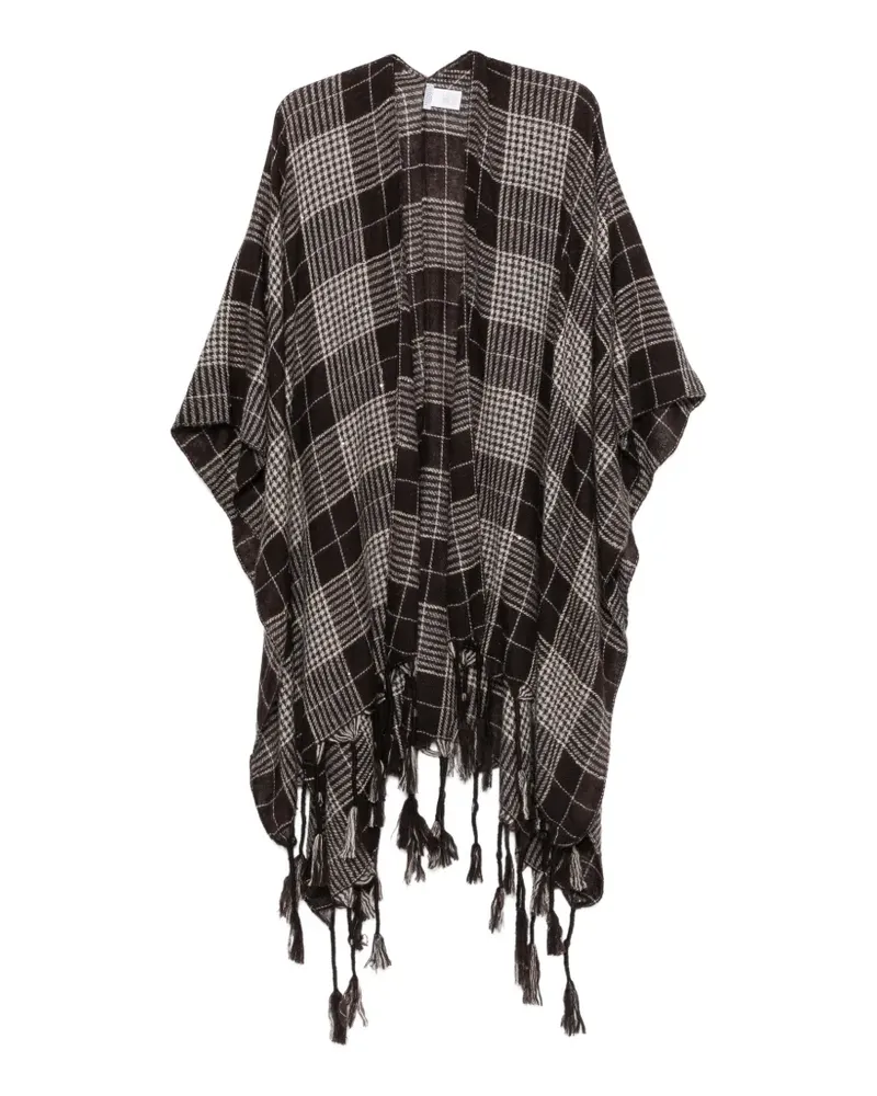 Brunello Cucinelli check tassel-trimmed ponchos - Braun Braun