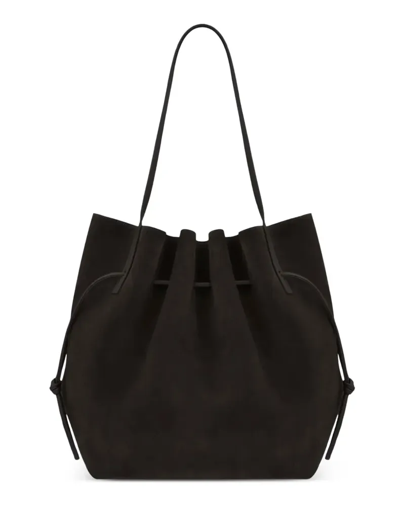 YUZEFI Drapierte Scallop Schultertasche aus Wildleder - Braun Braun