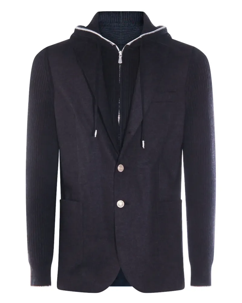 Eleventy Kapuzenjacke mit Einsätzen - Blau Blau