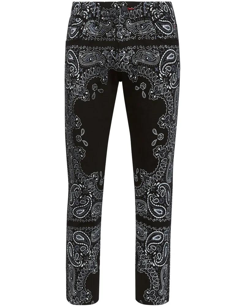 Philipp Plein Skinny-Jeans mit Bandana-Print - Schwarz Schwarz