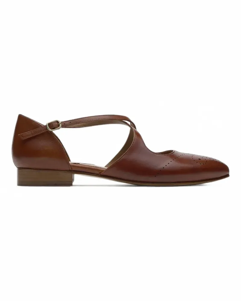 Lottusse Smithson Ballerinas mit überkreuzten Riemen - Braun Braun