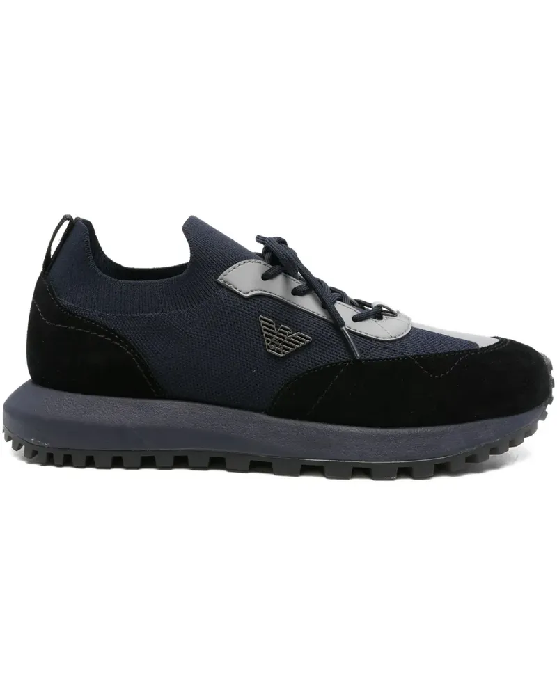 Emporio Armani Gestrickte Sneakers aus Wildleder - Blau Blau