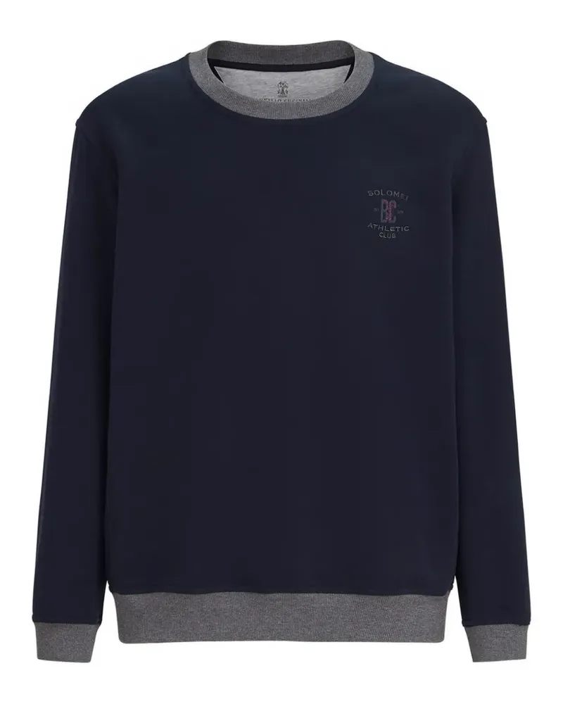 Brunello Cucinelli Sweatshirt aus Baumwoll-Frottee mit Stickerei - Blau Blau