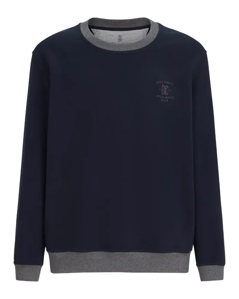 Brunello Cucinelli Sweatshirt aus Baumwoll-Frottee mit Stickerei - Blau Blau