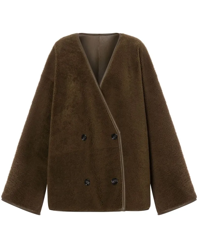Philosophy Di Lorenzo Serafini Doppelreihiger Mantel aus Shearling - Grün Grün
