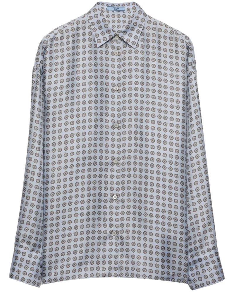 Prada Hemd mit Blumen-Print - Blau Blau