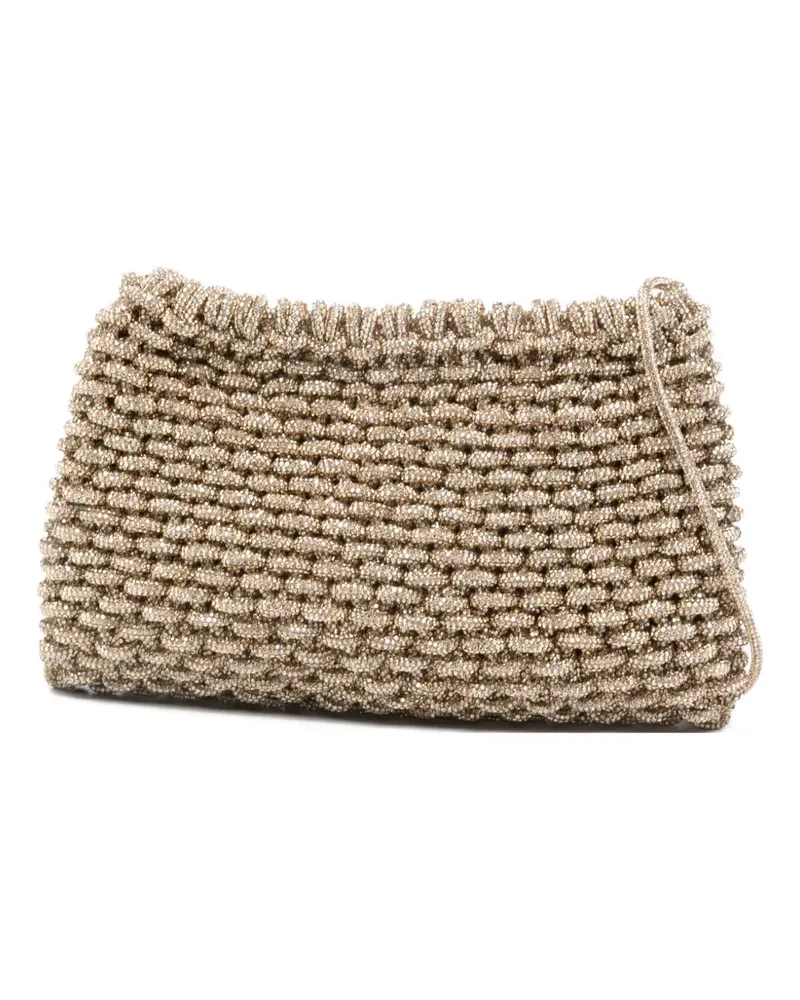 HIBOURAMA medium Penelope crystal-embellishment clutch bag - Gold Gold