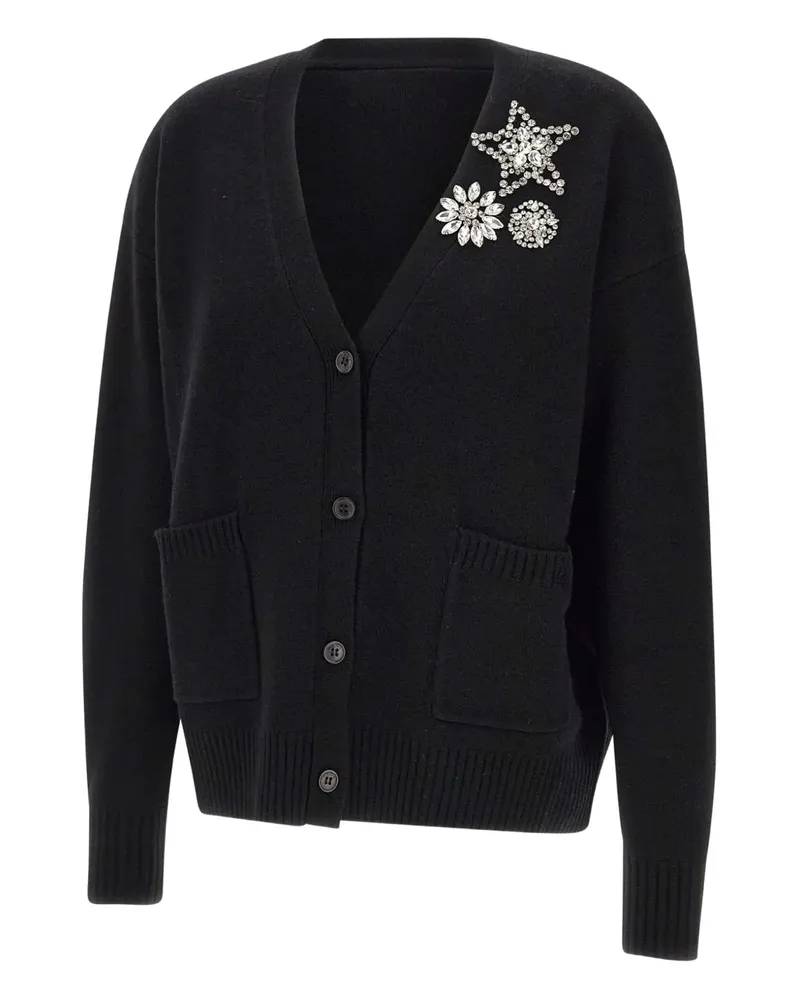 Kaos Verzierter Cardigan mit V-Ausschnitt - Schwarz Schwarz