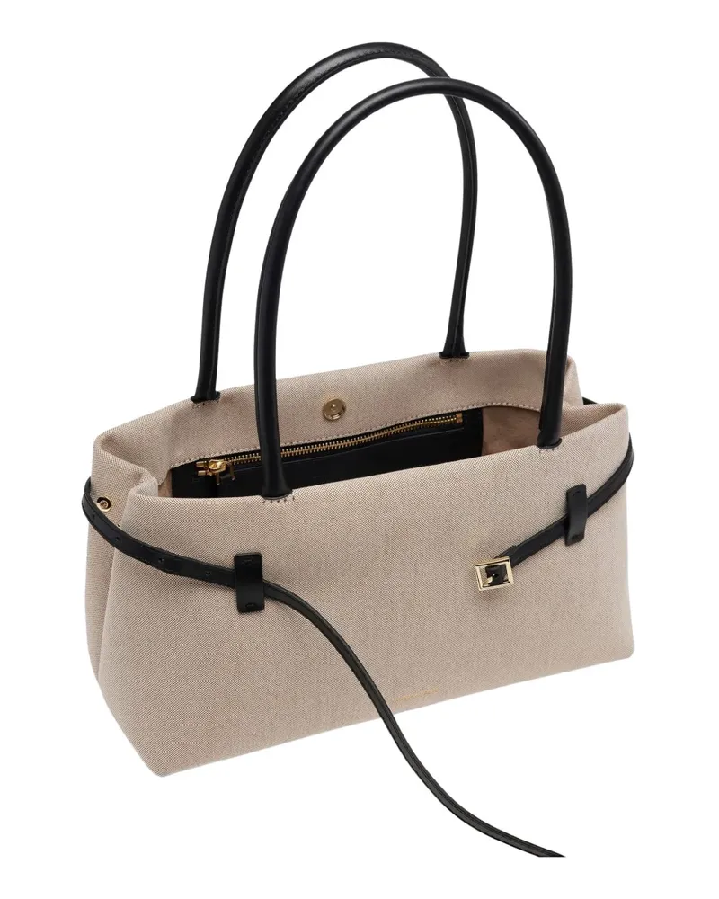 Manu Atelier Le Cambon belted canvas-texture shoulder bag - Nude Nude