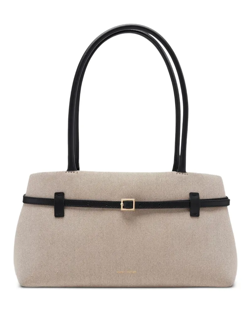 Manu Atelier Le Cambon belted canvas-texture shoulder bag - Nude Nude