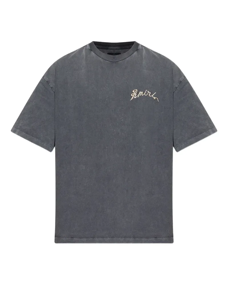 Amiri T-Shirt mit Drachenstickerei - Grau Grau