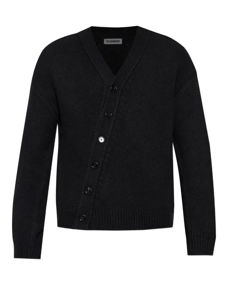 Jil Sander asymmetric-fastening knit cardigan - Schwarz Schwarz