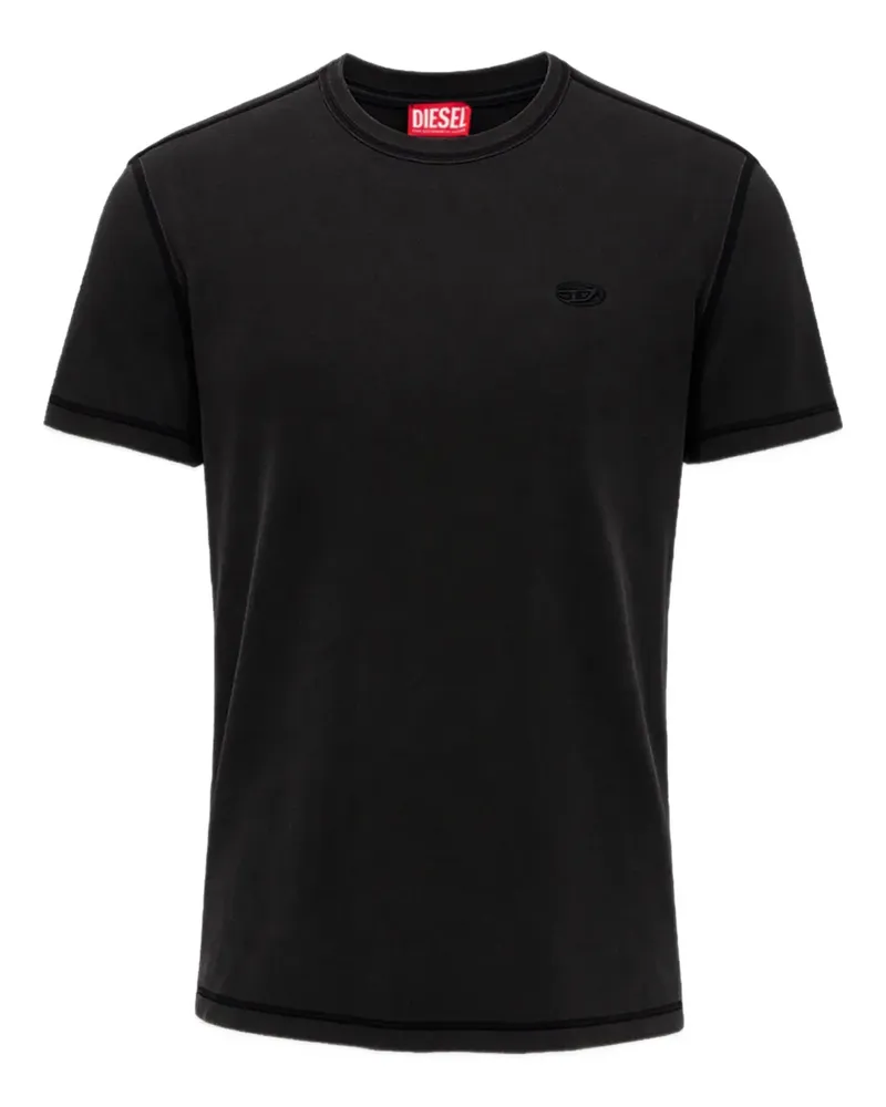 Diesel T-Adjind-New T-Shirt mit Logo-Applikation - Schwarz Schwarz